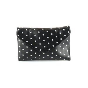 VGUC J.Crew Leather Black Polka-dot Shoulder Bag Gold Chain Envelope Purse